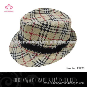 colorful gangster plaid fedora hat